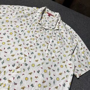 VTG Y2K Unionbay Taco Fiesta Printed Short Sleeve Button Shirt Mens XXL Festival